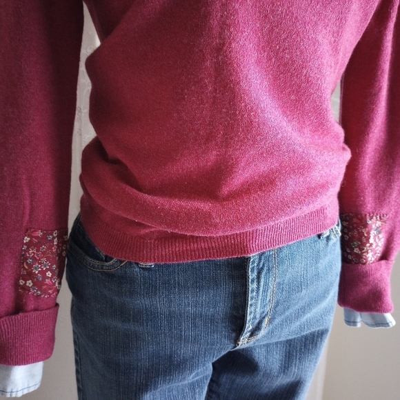 Up-Cycled Brora Scottish Cashmere Crewneck Sweater Dark Berry Pink - Picture 6 of 13